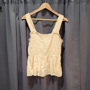 Old Navy Cream Textured Sleeveless Blouse